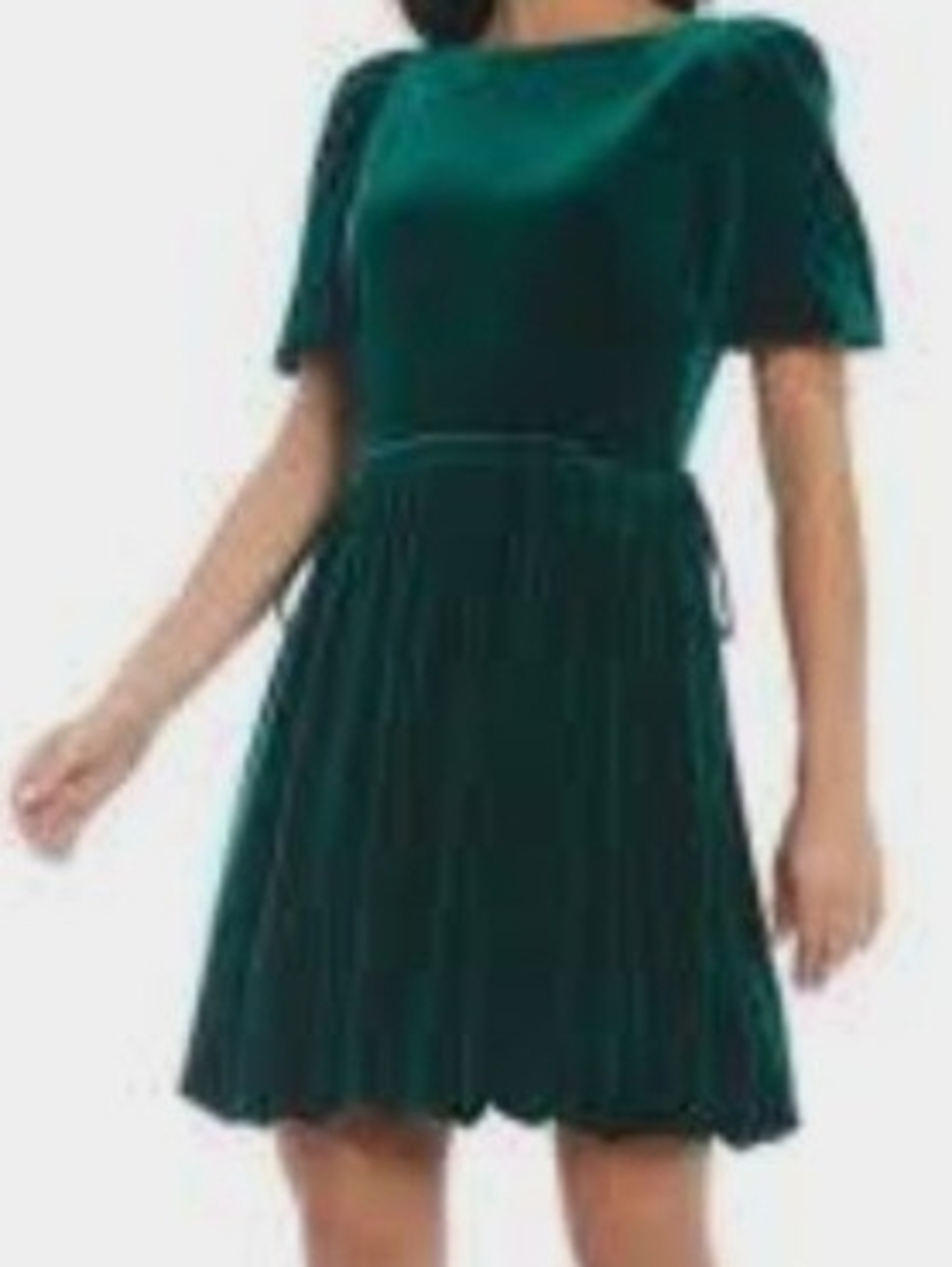 ANTONIO MELANI Emerald Green Velvet Short Sleeve Dress - Size 6